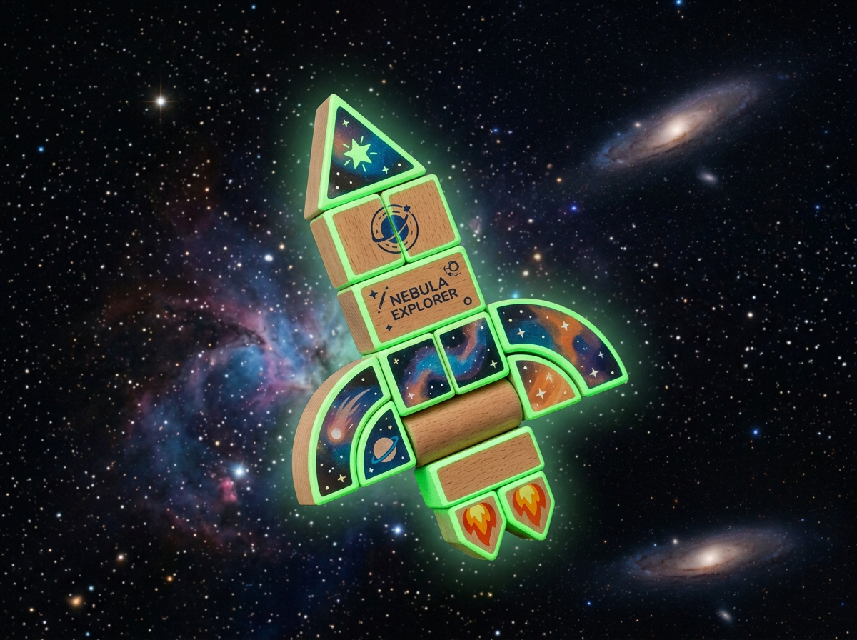 Nebula Blocks wooden spatial engineering toy set